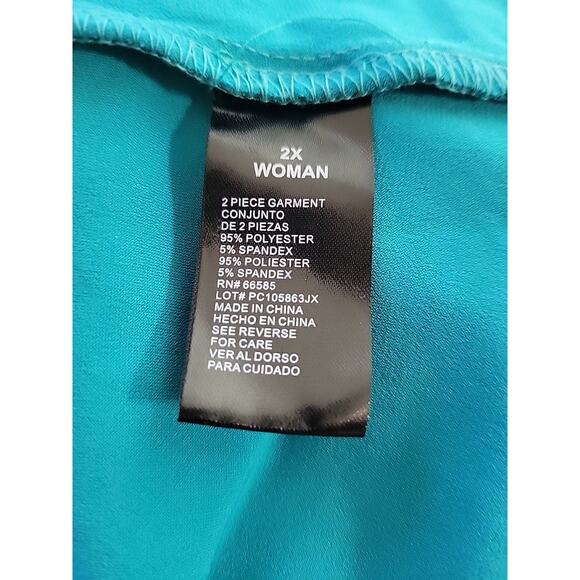 Perceptions Green 3/4 Gathered Sleeve Tie Front Cardigan Women's Plus 2X Stretch - Picture 13 of 13